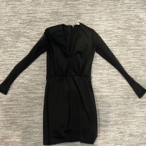 Black mini dress with sheer sleeves